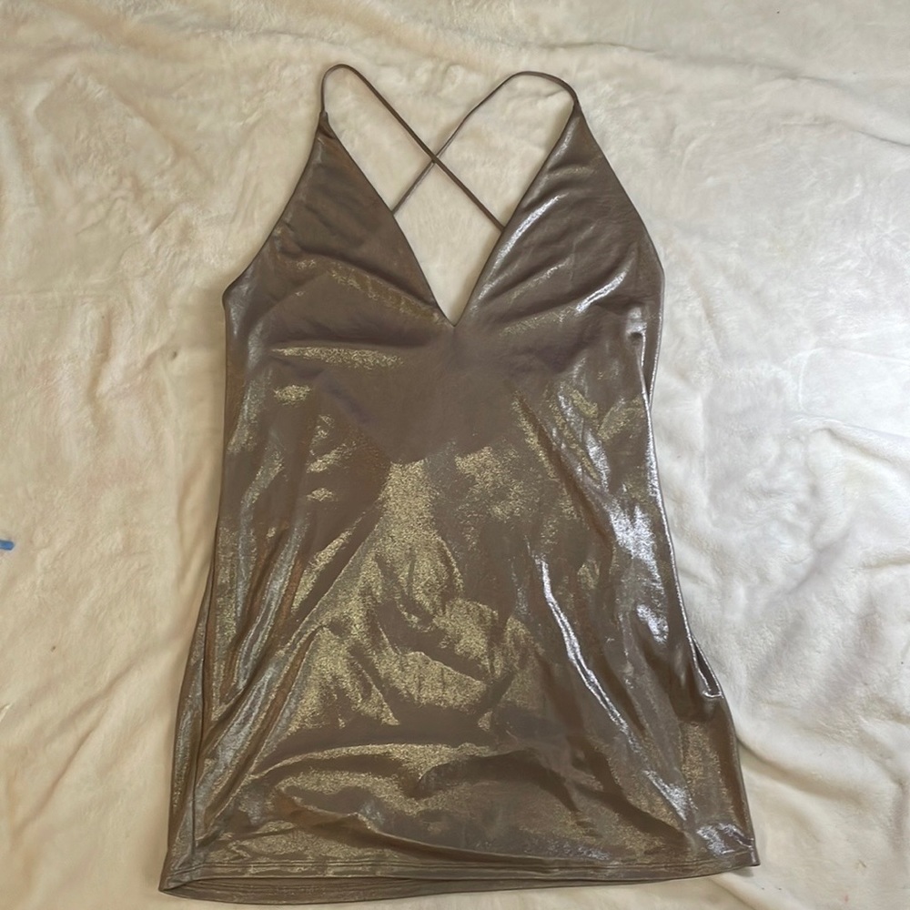 Express Metallic V-Neck Slip Dress Size M - Picture 4 of 7